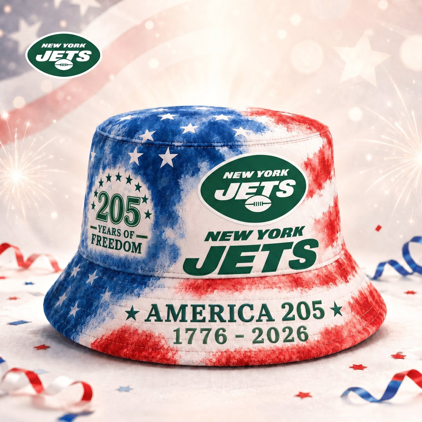 Premium NFL x NYJ 250 Years Of Freedom Bucket Hat 120625