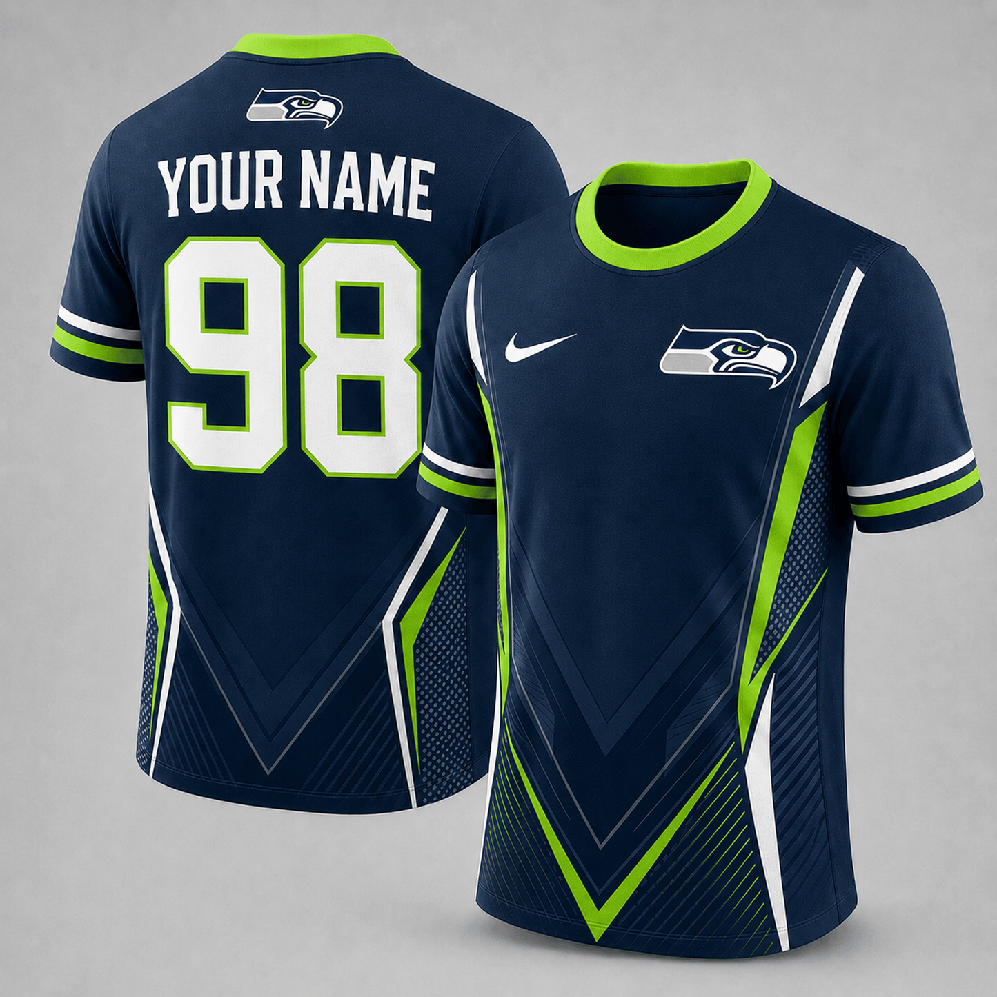 Premium NFL x SEA Custom Name Number Personalized Athletic T-Shirt 220626