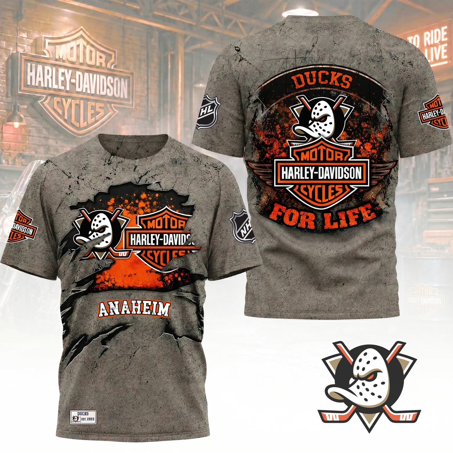 Premium NHL X AD Harley Davidson For Life 3D Shirt NDT VHM 180526