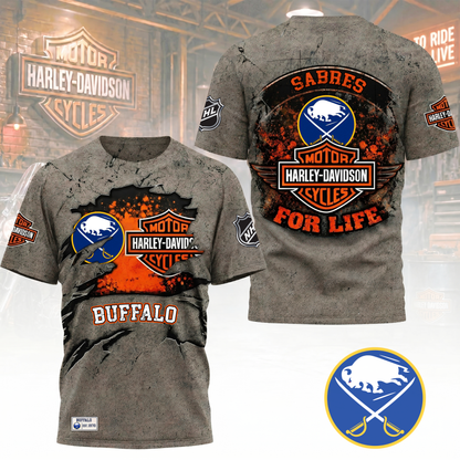Premium NHL X BS Harley Davidson For Life 3D Shirt NDT VHM 180526