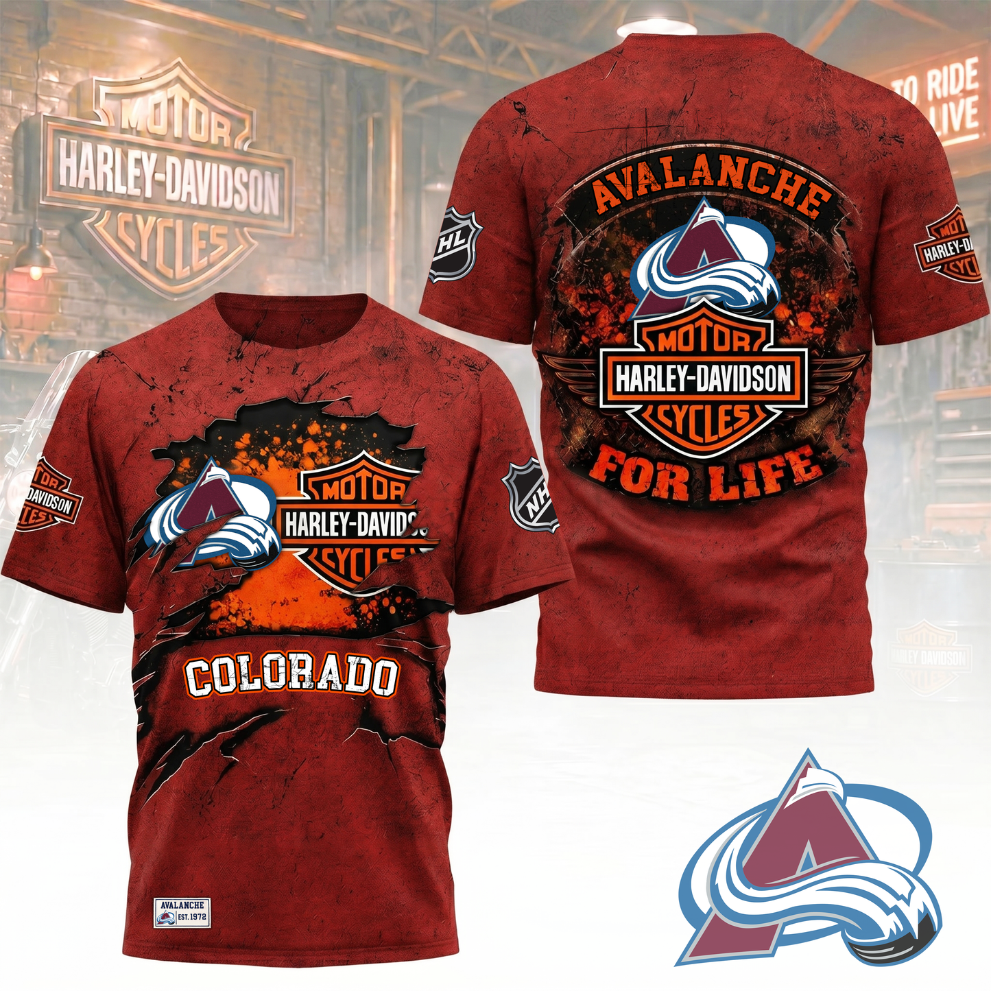 Premium NHL X CA Harley Davidson For Life 3D Shirt NDT VHM 180526