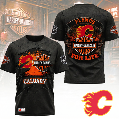 Premium NHL X CF Harley Davidson For Life 3D Shirt NDT VHM 180526