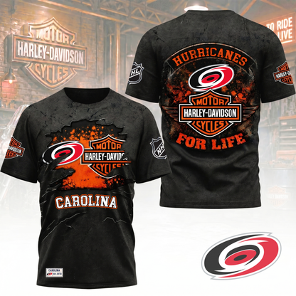 Premium NHL X CH Harley Davidson For Life 3D Shirt NDT VHM 180526