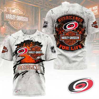 Premium NHL X CH Harley Davidson For Life 3D Shirt NDT VHM 180526