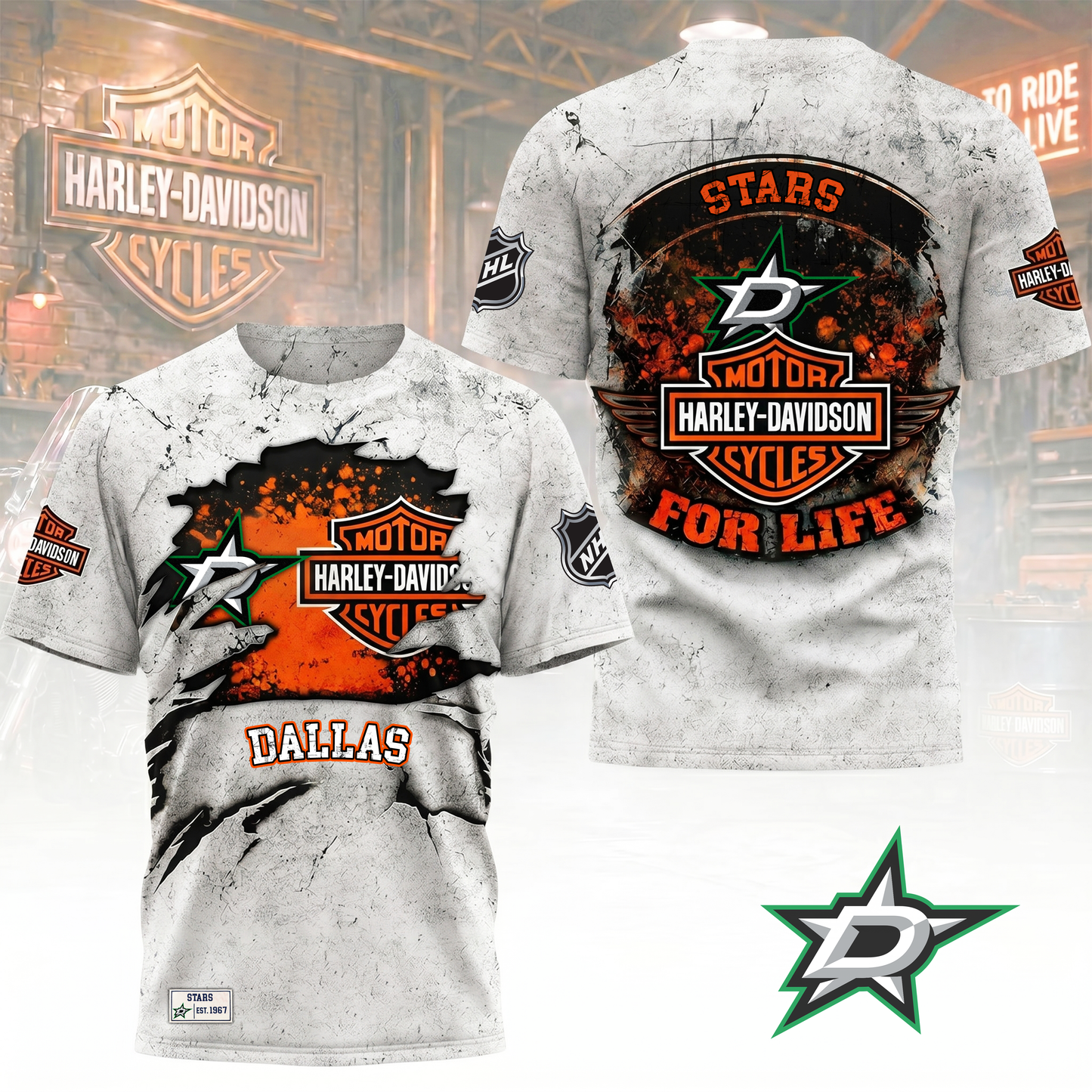Premium NHL X DS Harley Davidson For Life 3D Shirt NDT VHM 180526
