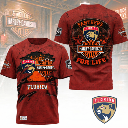 Premium NHL X FP Harley Davidson For Life 3D Shirt NDT VHM 180526