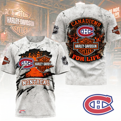 Premium NHL X MC  Harley Davidson For Life 3D Shirt NDT VHM 180526
