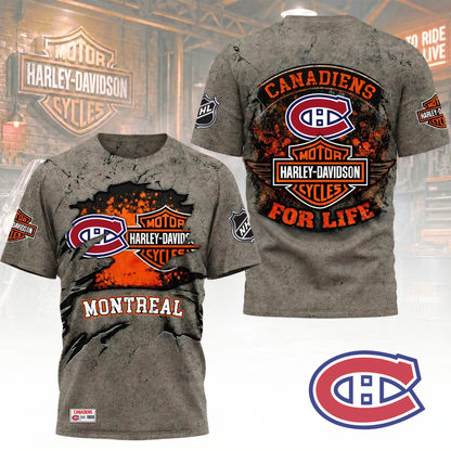 Premium NHL X MC  Harley Davidson For Life 3D Shirt NDT VHM 180526