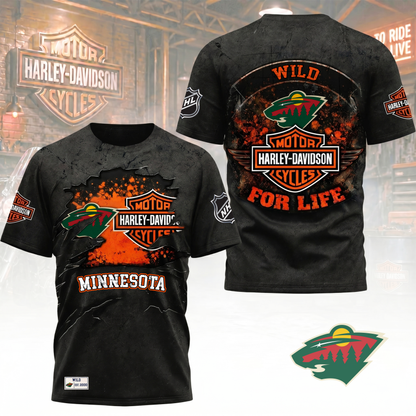 Premium NHL X MW Harley Davidson For Life 3D Shirt NDT VHM 180526
