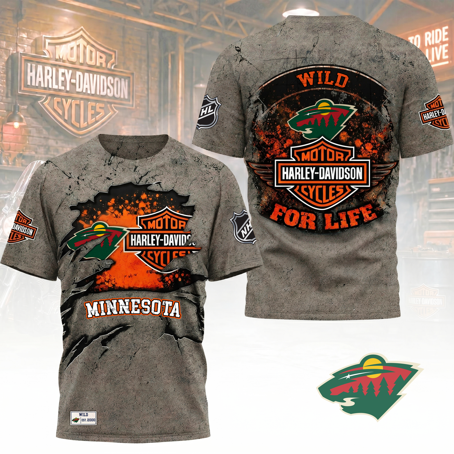 Premium NHL X MW Harley Davidson For Life 3D Shirt NDT VHM 180526