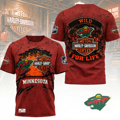 Premium NHL X MW Harley Davidson For Life 3D Shirt NDT VHM 180526