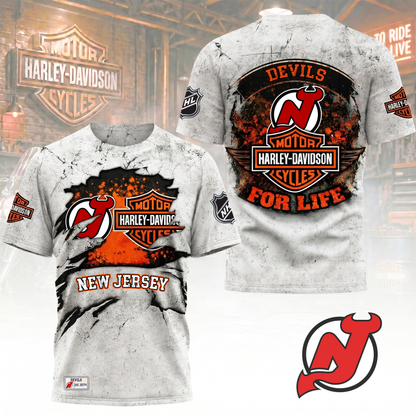 Premium NHL X NJD Harley Davidson For Life 3D Shirt NDT VHM 180526