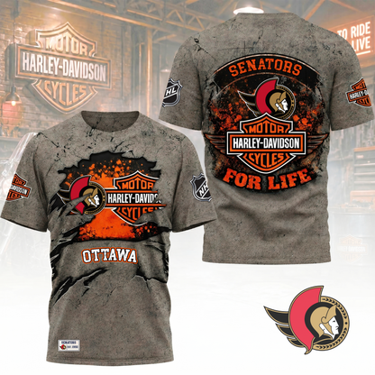 Premium NHL X OS Harley Davidson For Life 3D Shirt NDT VHM 180526