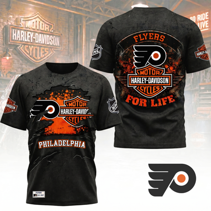 Premium NHL X PF Harley Davidson For Life 3D Shirt NDT VHM 180526