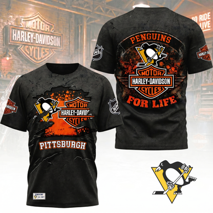 Premium NHL X PP Harley Davidson For Life 3D Shirt NDT VHM 180526