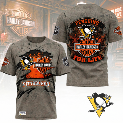 Premium NHL X PP Harley Davidson For Life 3D Shirt NDT VHM 180526