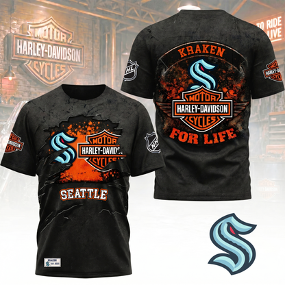 Premium NHL X SK Harley Davidson For Life 3D Shirt NDT VHM 180526