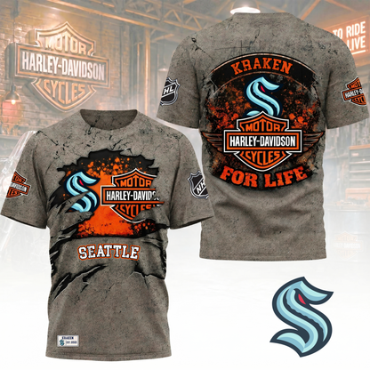 Premium NHL X SK Harley Davidson For Life 3D Shirt NDT VHM 180526