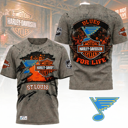 Premium NHL X SLB Harley Davidson For Life 3D Shirt NDT VHM 180526
