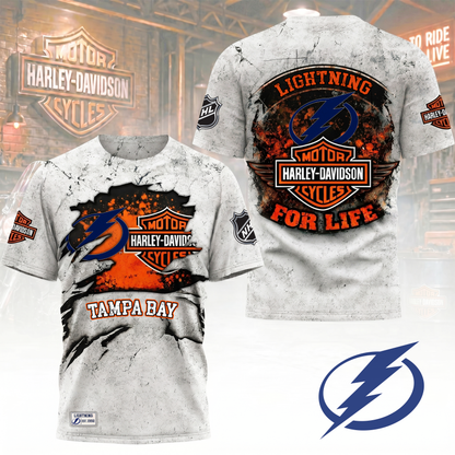 Premium NHL X TBL Harley Davidson For Life 3D Shirt NDT VHM 180526