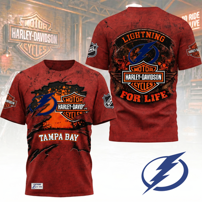 Premium NHL X TBL Harley Davidson For Life 3D Shirt NDT VHM 180526