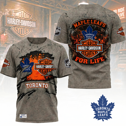 Premium NHL X TML Harley Davidson For Life 3D Shirt NDT VHM 180526