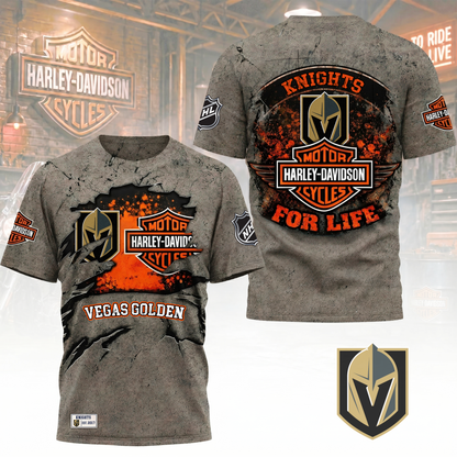 Premium NHL X VGK Harley Davidson For Life 3D Shirt NDT VHM 180526