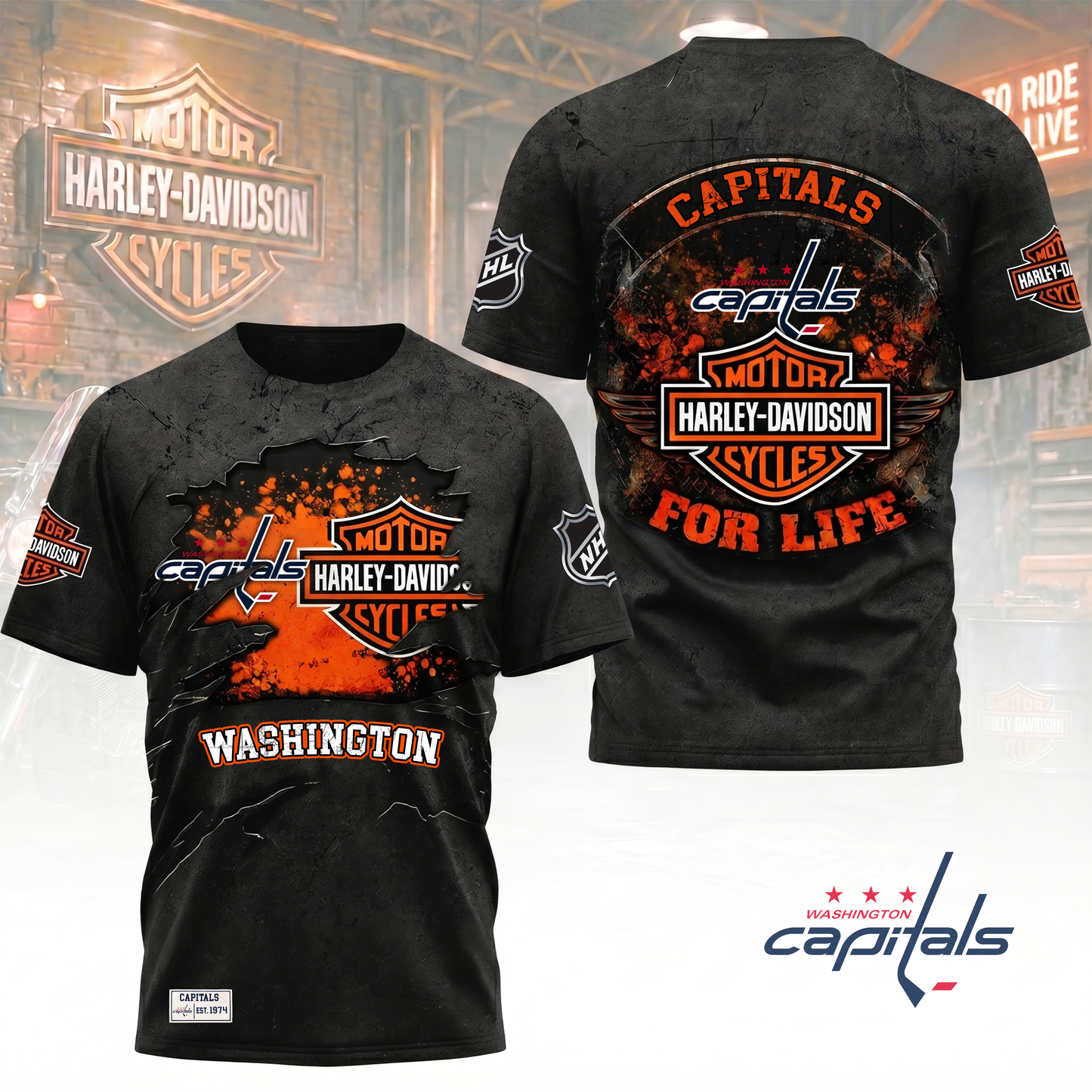 Premium NHL X WC Harley Davidson For Life 3D Shirt NDT VHM 180526