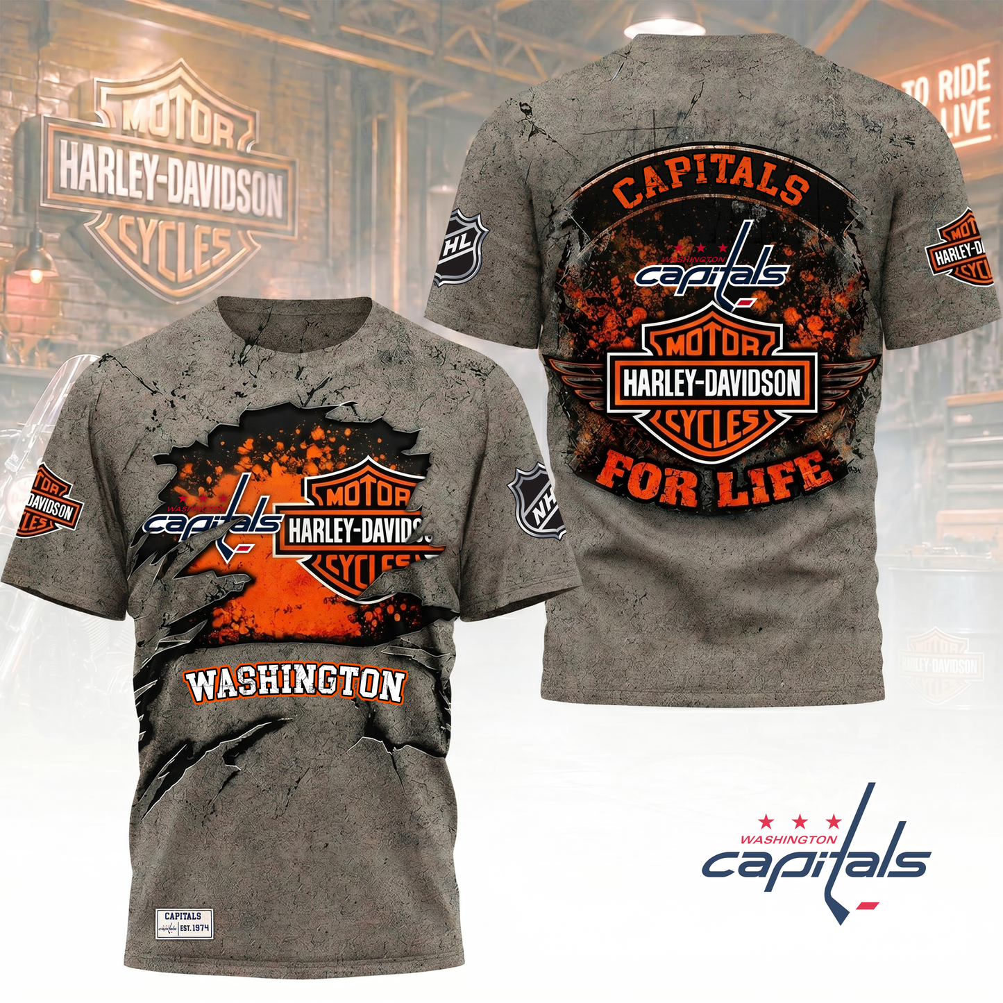 Premium NHL X WC Harley Davidson For Life 3D Shirt NDT VHM 180526