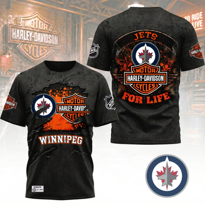 Premium NHL X WJ Harley Davidson For Life 3D Shirt NDT VHM 180526