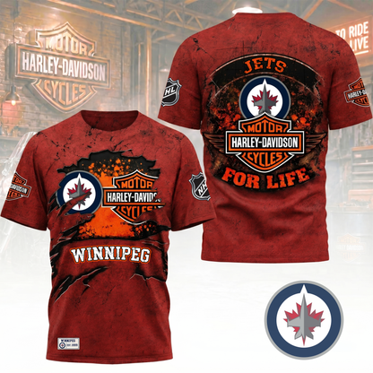 Premium NHL X WJ Harley Davidson For Life 3D Shirt NDT VHM 180526