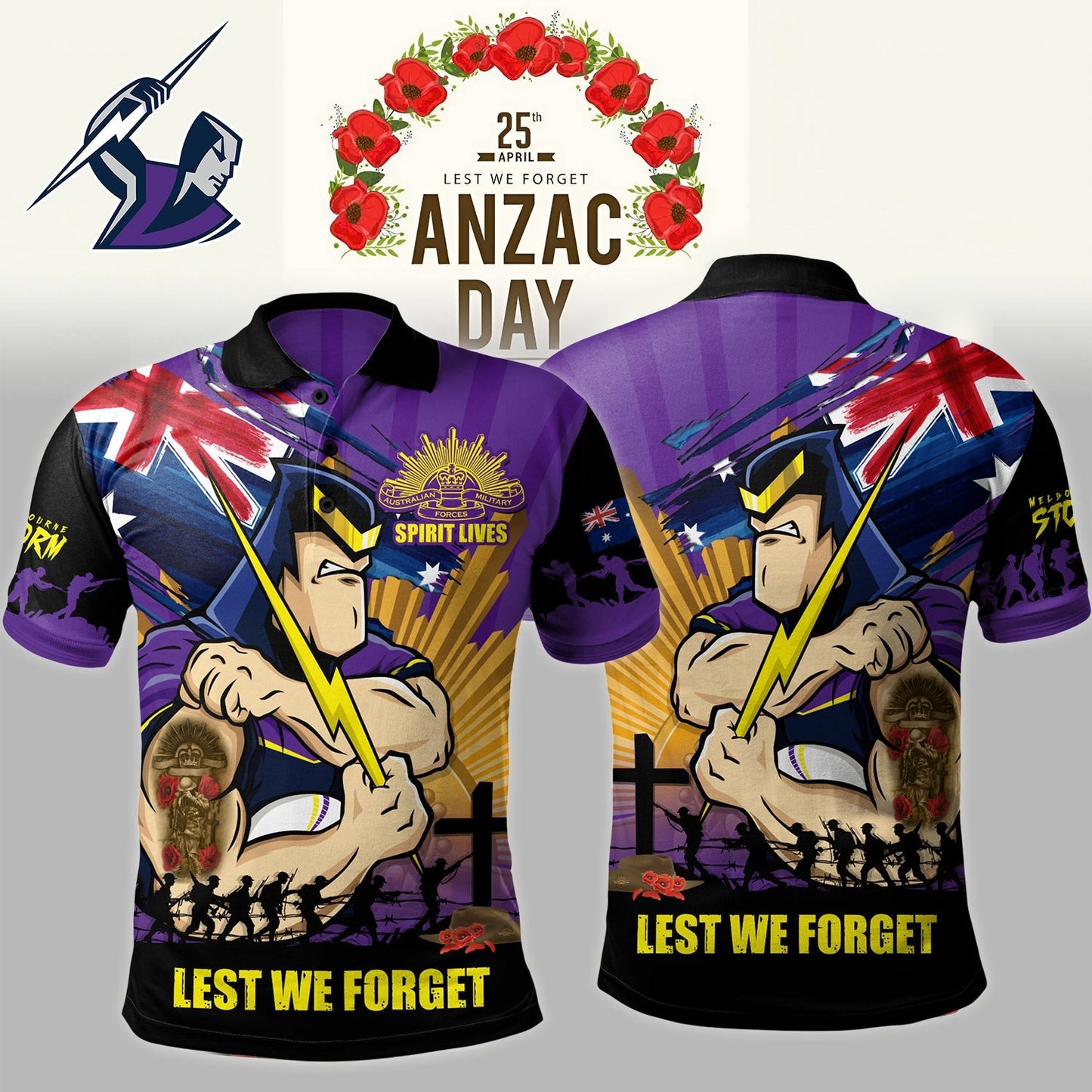 Premium NRL X MS Polo Shirt Fearless ANZAC Defender NDT NHM