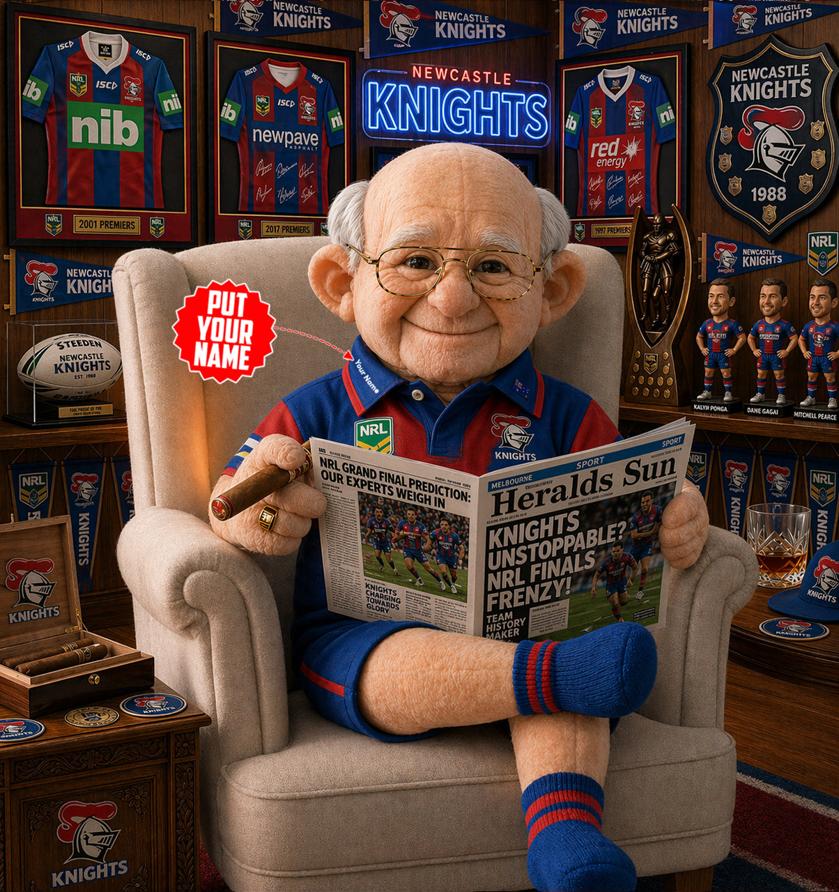 Premium NRL X NK Heritage Custome name  Grandpa Collectible Plush NDT LVH 210426