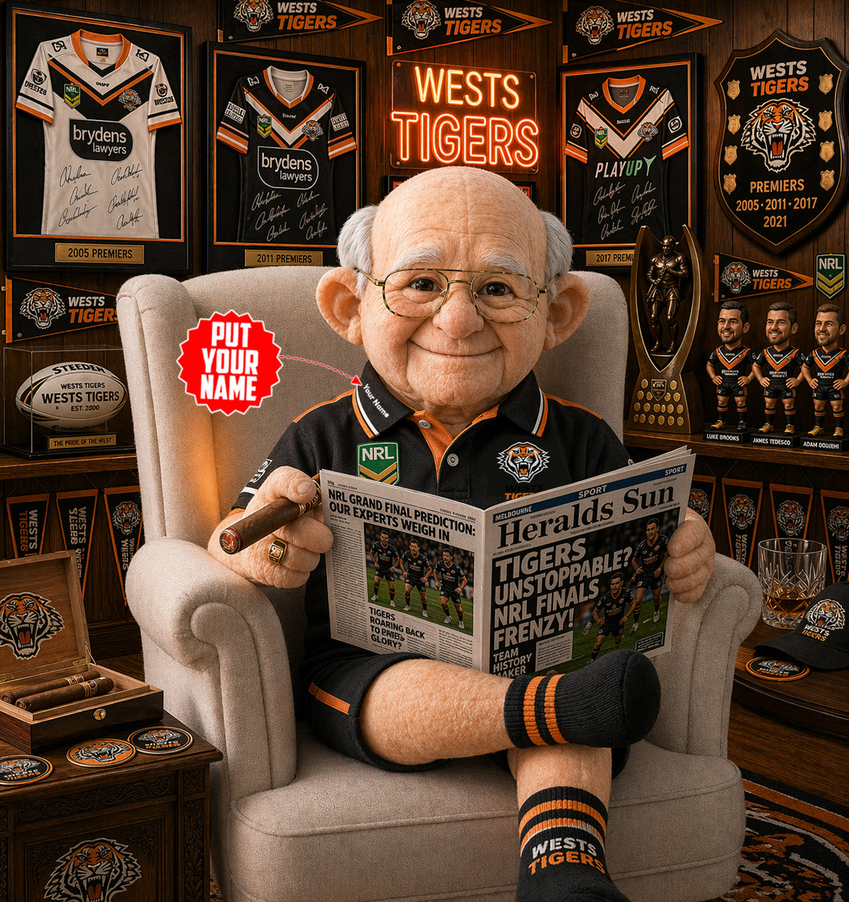 Premium NRL X WT Heritage Custome name  Grandpa Collectible Plush NDT LVH 210426