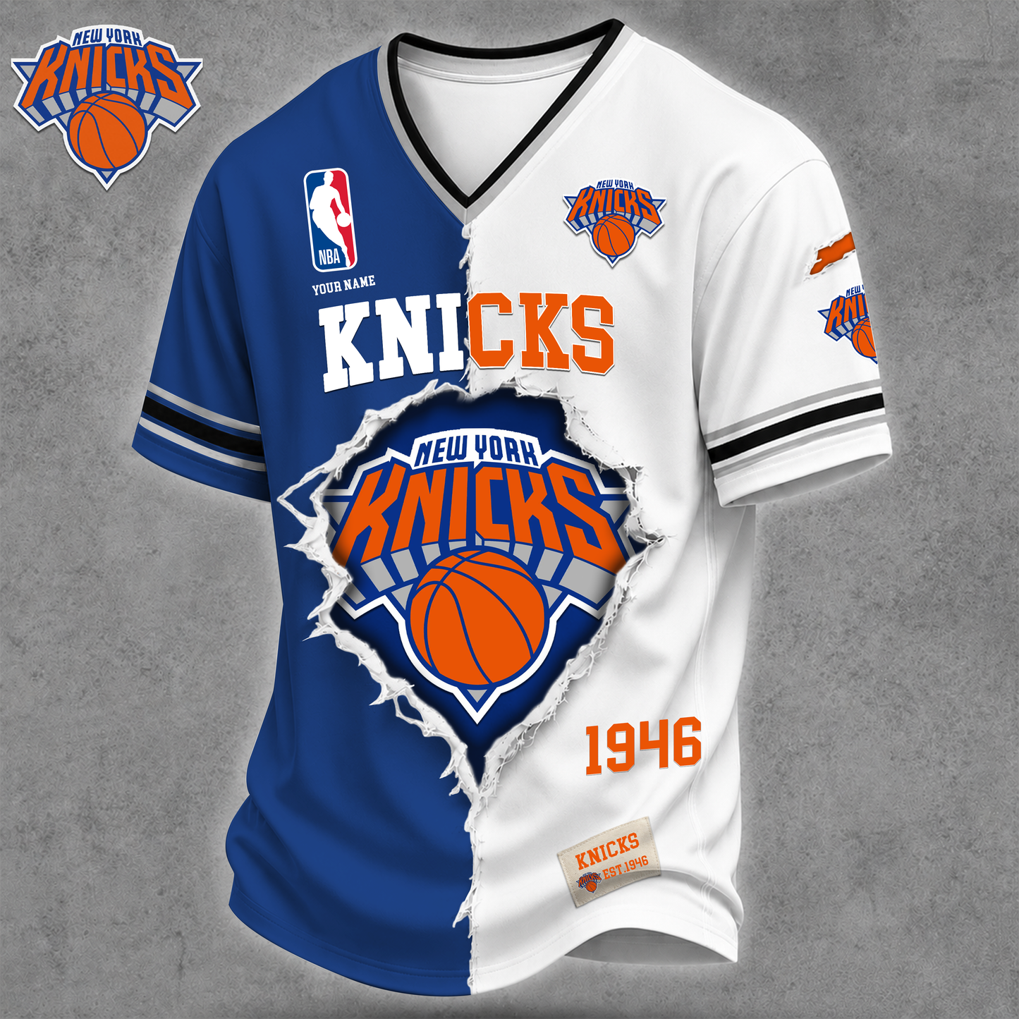 Premium NBA X NYK Game Day Streetwear V-neck V2 Shirt NDT VHM 040626
