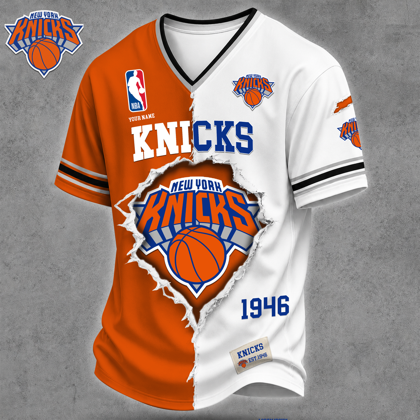 Premium NBA X NYK Game Day Streetwear V-neck  Shirt NDT VHM 040626