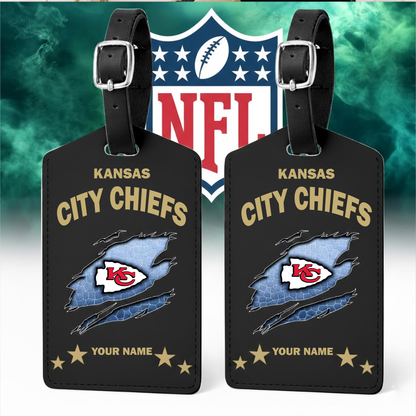 Premium NFL x KC Personalized Leather Luggage Tag NDT VHM 170126