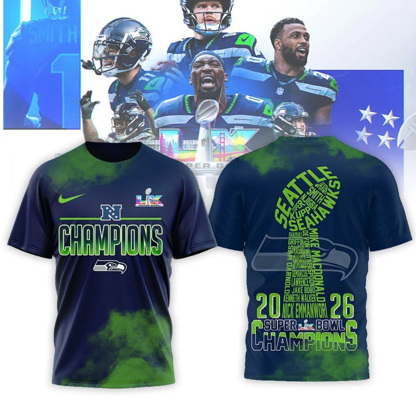 Premium NFL x SEA 2026 Super Bowl 3D Shirt V1 NDT NHM 050226
