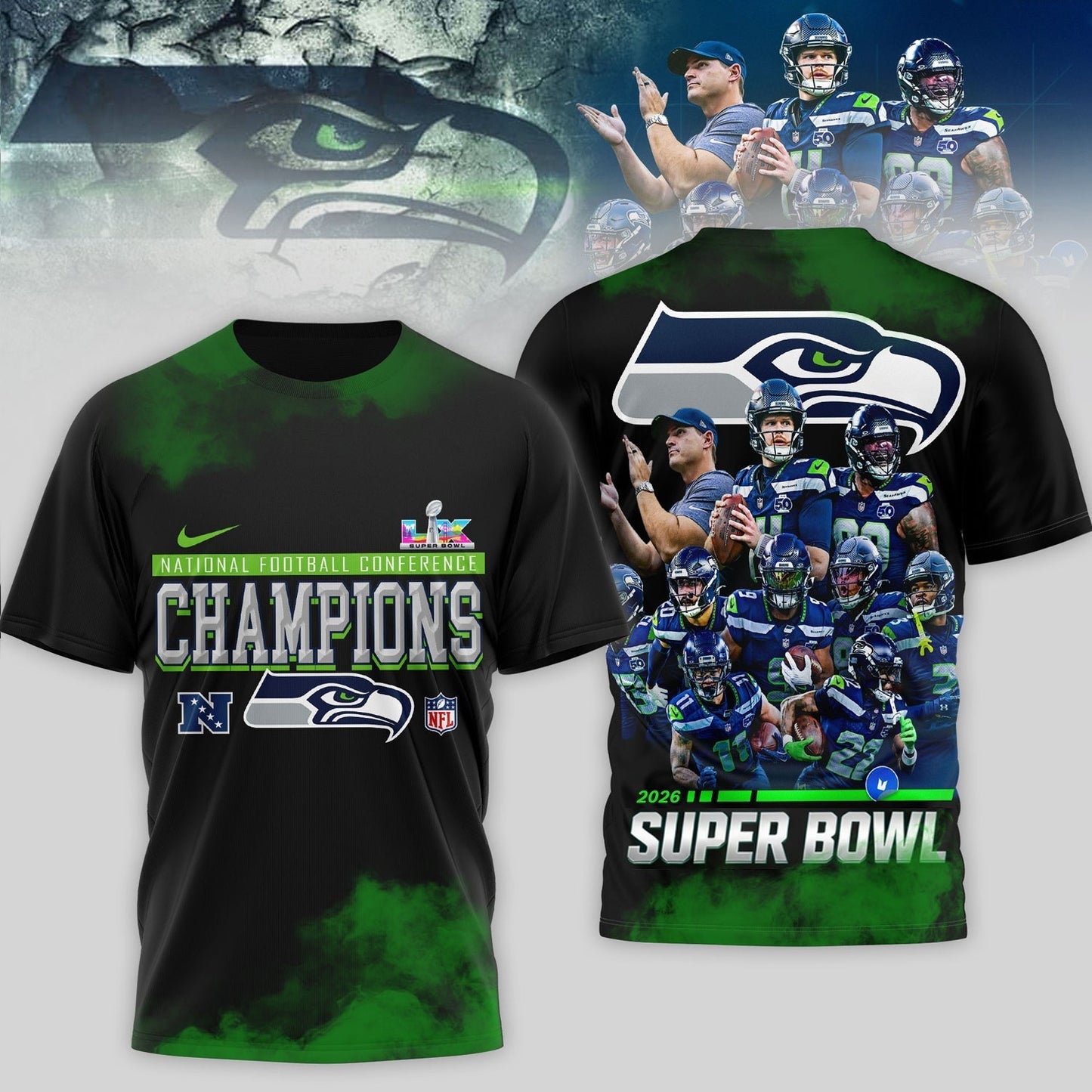 Premium NFL x SEA 2026 Super Bowl 3D Shirt V2 NDT NHM 050226