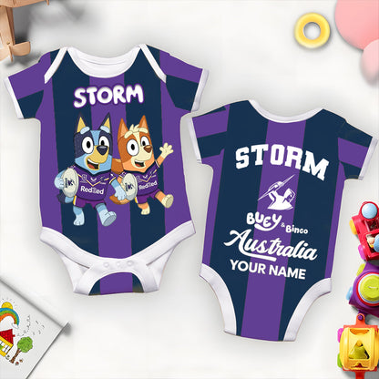 Premium NRL X MS Bluey & Bingo  Baby Romper Custom Name For Kids V4 NDT LVH 230326
