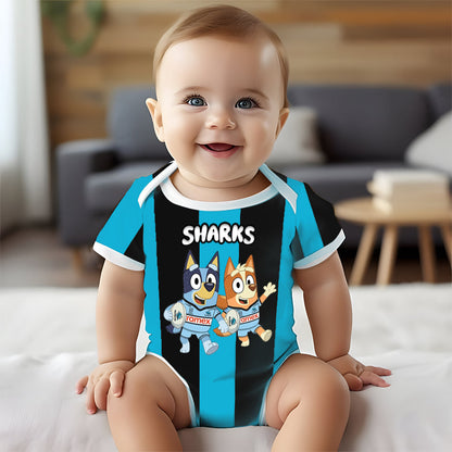 Premium NRL X CS Bluey & Bingo  Baby Romper Custom Name For Kids V4 NDT LVH 230326