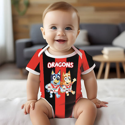 Premium NRL X SID Bluey & Bingo  Baby Romper Custom Name For Kids V4 NDT LVH 230326