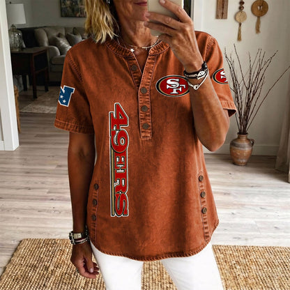 SAN x NFL Womenƒ??s Denim Casual Tops DATND LBN 190526