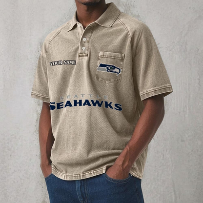 SEA x NFL Men's Distressed Turn-Down Collar Polo DATND TANTD 250526