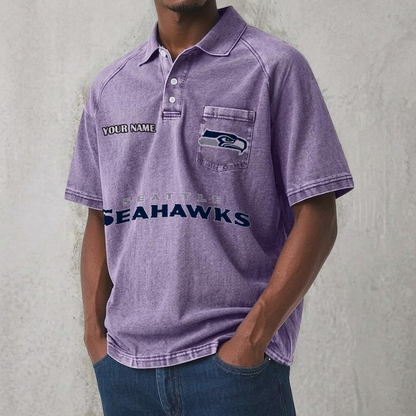 SEA x NFL Men's Distressed Turn-Down Collar Polo DATND TANTD 250526