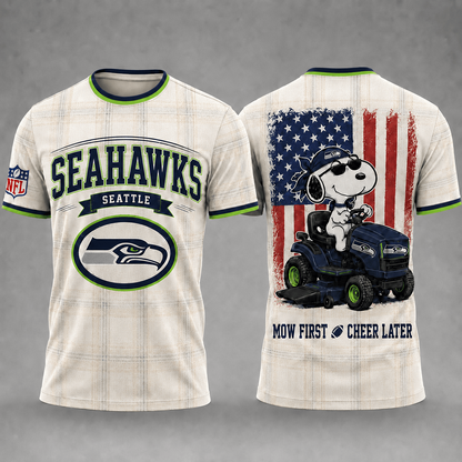 SEA x NFL Premium Funny Football Snoopy 3D T-Shirt 0207