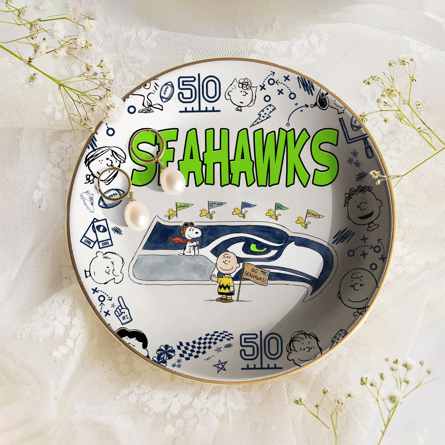 SEA x NFL Premium NFL Snoopy Jewelry Dish 0406 DatND DVT