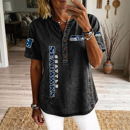 SEA x NFL Womenƒ??s Denim Casual Tops DATND LBN 190526