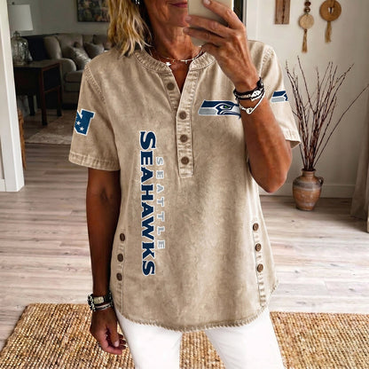 SEA x NFL Womenƒ??s Denim Casual Tops DATND LBN 190526