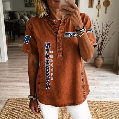 SEA x NFL Womenƒ??s Denim Casual Tops DATND LBN 190526